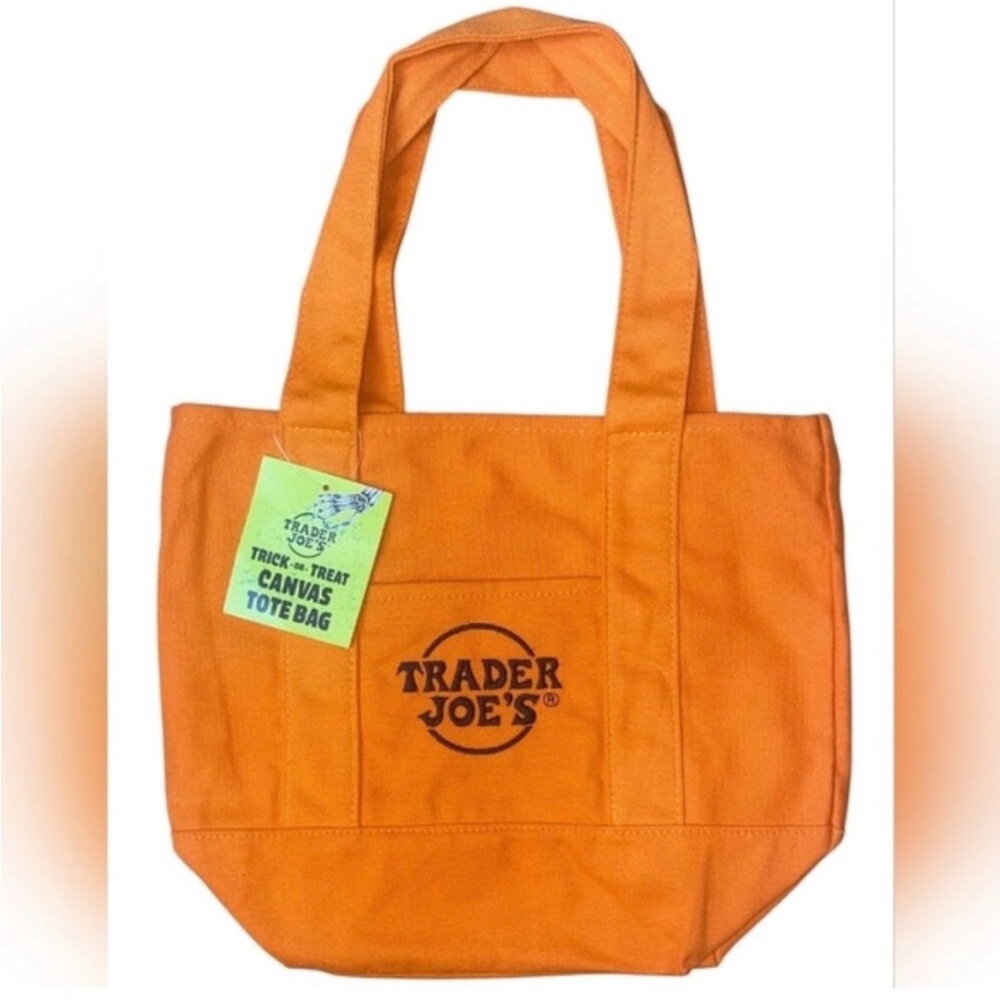 Limited Edition Orange & Black Halloween Trader Joe's Black Mini Tote Bag